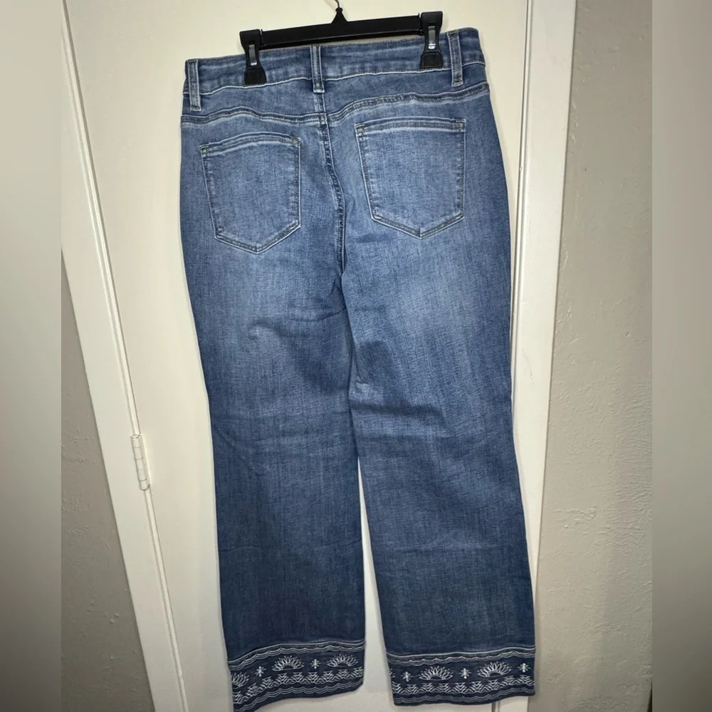 NWT - Women's Blue Flare & Wide Leg Jeans with Embroidered Hem